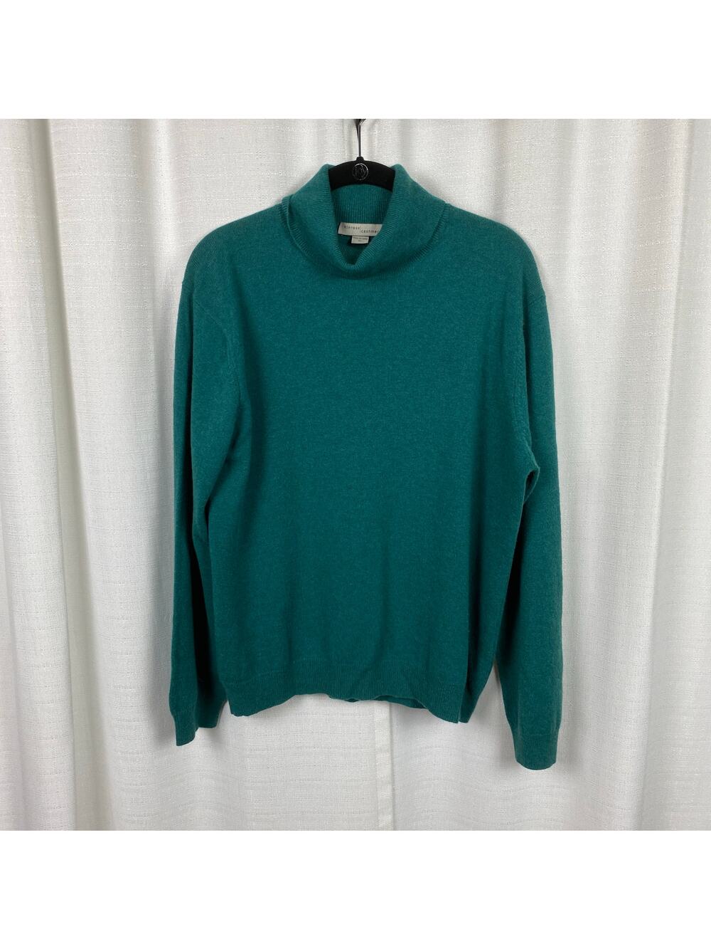Kinross Cashmere Teal Green Turtleneck Long Sleeve Cashmere Sweater Sz.XL